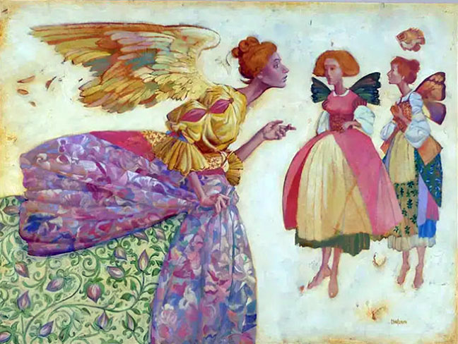 James Christensen - Angel with Two Faeries - Limited Edition Giclee on Canvas