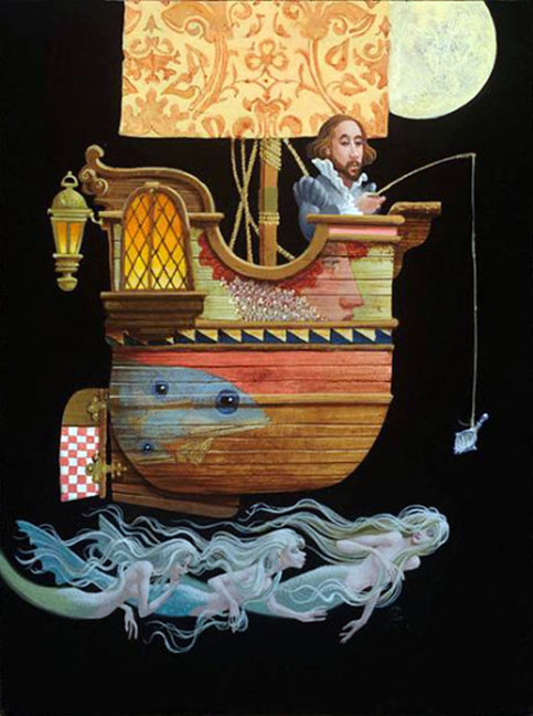 James Christensen - Fishing for Mermaids - Limited Edition Giclee on Canvas