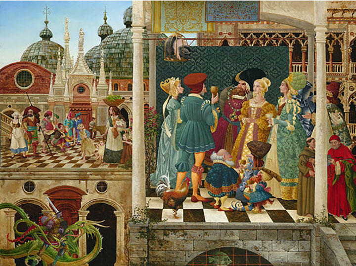 James Christensen - Michael the Archangel Battles the Dragon While Almost Nobody Pays Any Attention - Limited Edition Lithograph