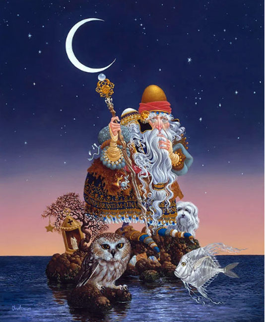 James Christensen - The Man Who Minds the Moon - Limited Edition Giclee on Canvas