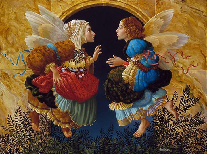 James Christensen - Two Angels Discussing Botticelli - Limited Edition Lithograph