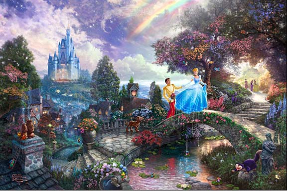 Thomas Kinkade - Cinderella Wishes Upon A Dream - Limited Edition Offset Lithograph on Canvas