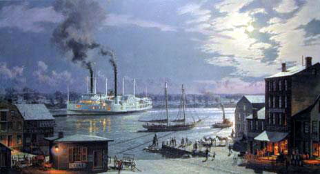 John Stobart - Hartford The City of Hartford arriving at the foot of State Street in 1870 - Limited Edition Lithograph