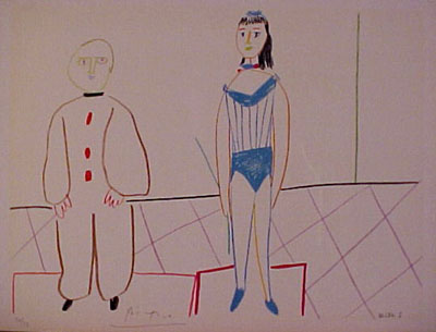 Pablo Picasso - Clown And Acrobat - Limited Edition Lithograph