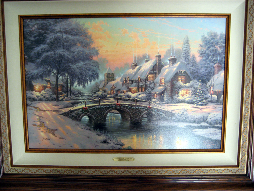 Thomas Kinkade - Cobblestone Christmas - Limited Edition Offset Lithograph on Canvas