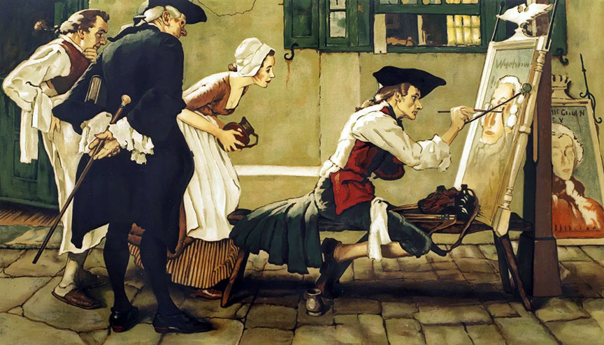 Norman Rockwell - Colonial Sign Painter - Limited Edition Collotype