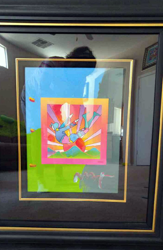 Peter Max - Cosmic Flyer With Sun On Blends - Original Mixed Media / Acrylic / Color Lithography