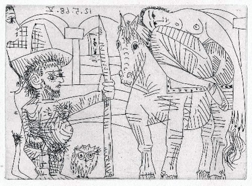 Pablo Picasso - Couple Hibou et Odalisque a Cheval - Limited Edition Etching