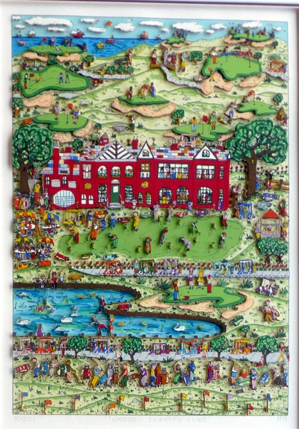 James Rizzi - Daddy's Country Club - 3-D Limited Edition Serigraph