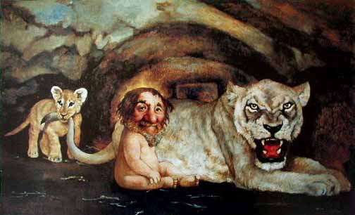 Charles Bragg - Daniel in the Lions Den - Limited Edition Offset Lithograph