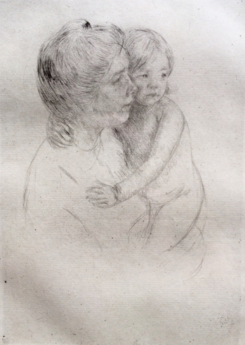 Mary Cassatt - Denise Holding Her Child - Limited Edition Drypoint / Etching 