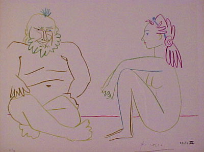 Pablo Picasso - Deux Personnages - Limited Edition Lithograph