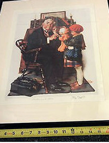 Norman Rockwell - Doctor and the Doll w Garfield - Limited Edition Lithograph