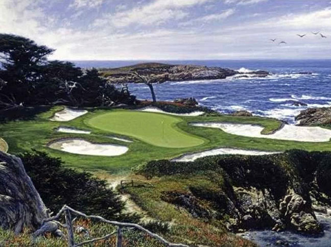 Larry Dyke - 15th at Cypress Point - Limited Edition Lithograph 