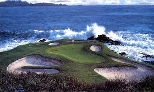 Larry Dyke - 7th at Pebble Beach - Limited Edition Lithograph 