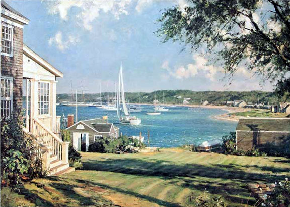 John Stobart - Edgartown Looking over the Outer Harbor to Chappaquiddick - Limited Edition Lithograph