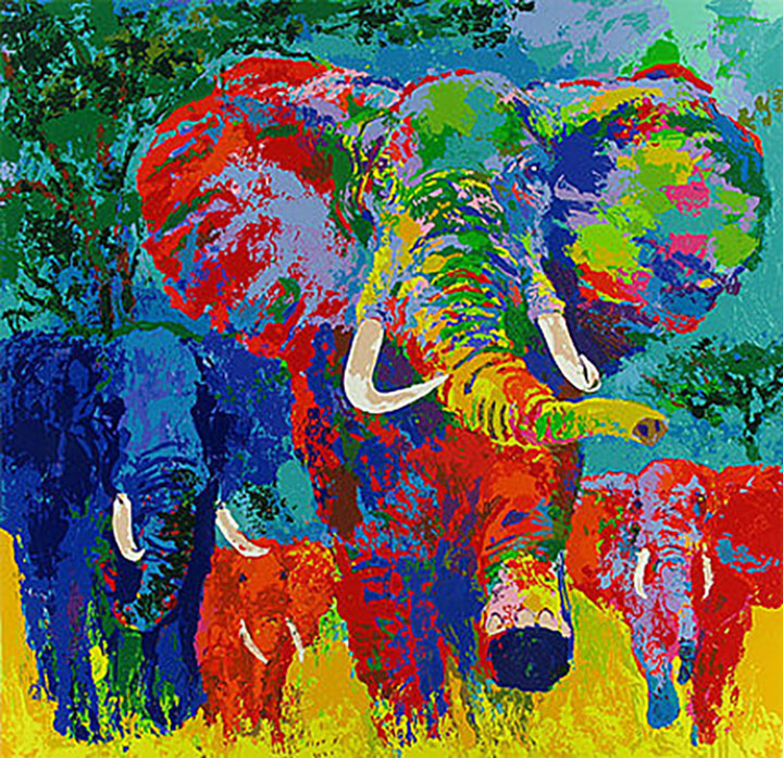 Leroy Neiman - Elephant Charge - Limited Edition Serigraph