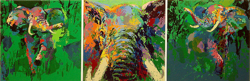 Leroy Neiman - Elephant Triptych - Limited Edition Serigraph