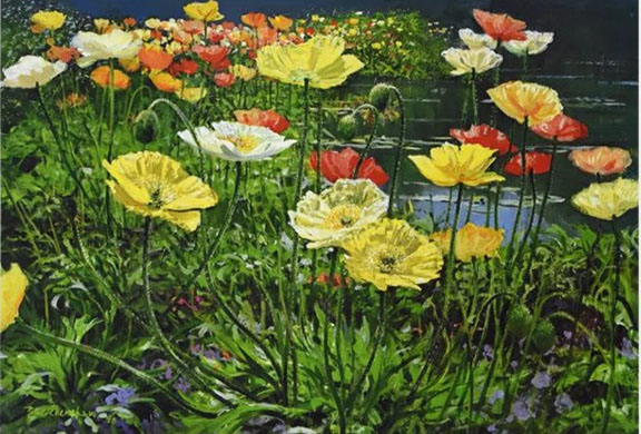 Peter Ellenshaw - Poppies by the Lake - Limited Edition Lithograph