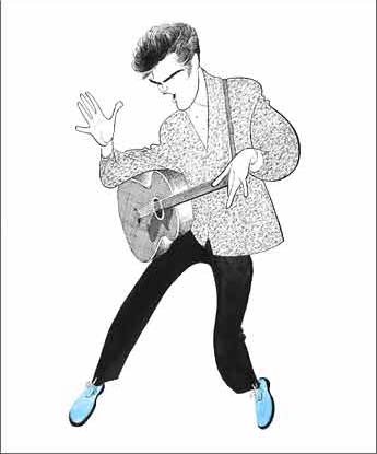 Al Hirschfeld - Elvis Blue Suede Shoes - Limited Edition Lithograph