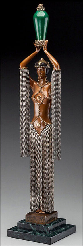 Erte - Emerald Vase - Limited Edition Bronze Sculpture