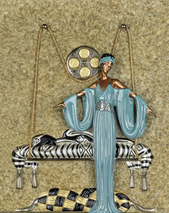 Erte - Pillow Swing - Limited Edition Bronze Wall Sculpture  