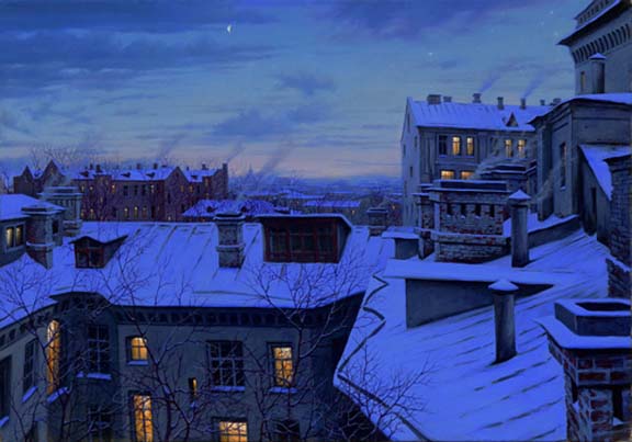 Thomas Kinkade - Evening Glow - Limited Edition Offset Lithograph on Canvas