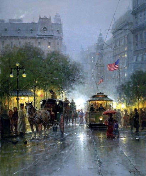 G Harvey - Evening on Broadway - Limited Edition Giclee on Canvas