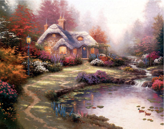 Thomas Kinkade - Everett's Cottage - Limited Edition Offset Lithograph on Canvas