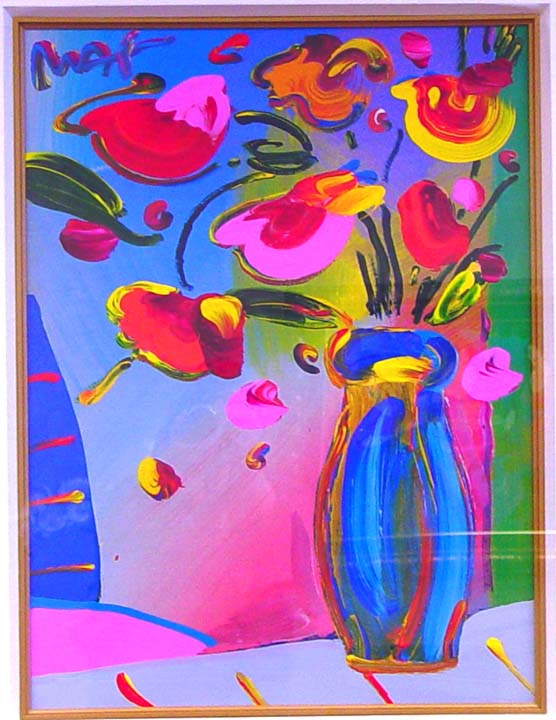 Peter Max - Faciliti Link Flowers - Original Mixed Media / Acrylic / Collage on Paper