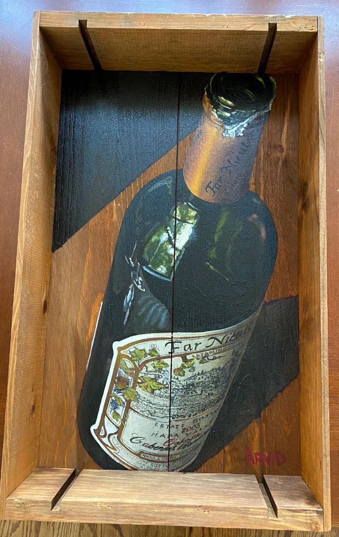 Thomas Arvid - Far Niente 6 Bottle - Original Painting - Oil on Wood Crate