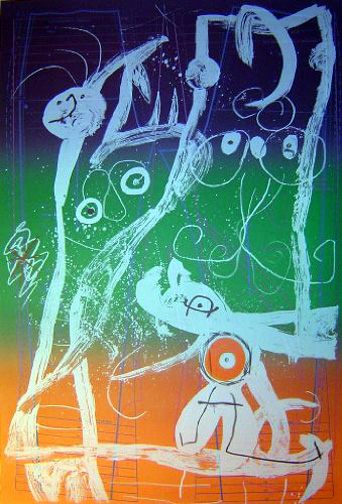 Joan Miro - Fashion Frenzy-Blue, Red, Green - Limited Edition Lithograph
