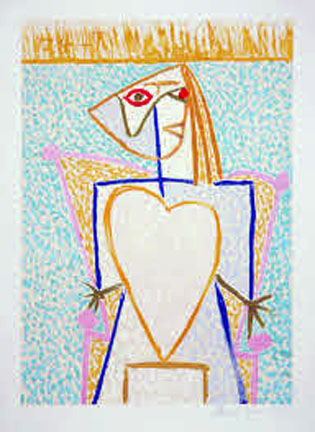 Pablo Picasso - Femme au Buste en Coeur - Limited Edition Lithograph