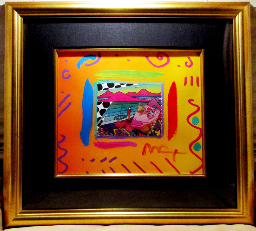 Peter Max - Fishing Collage - Original Mixed Media / Acrylic / Collage on Paper