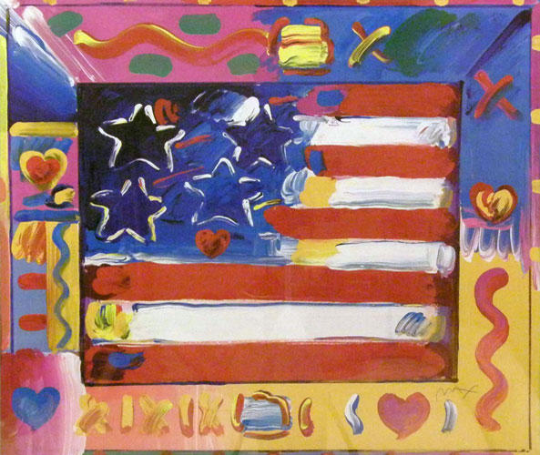 Peter Max - Flag With Heart II - Limited Edition Lithograph
