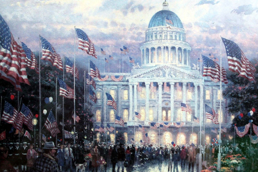Thomas Kinkade - Flags Over the Capitol - Limited Edition Offset Lithograph