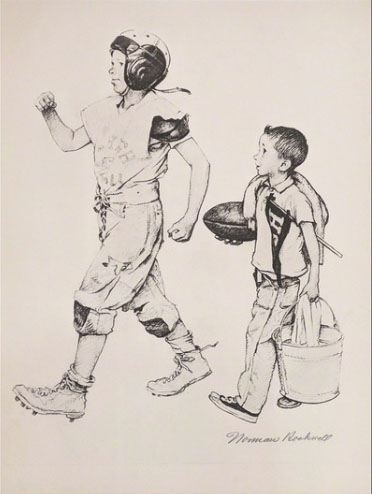 Norman Rockwell - Football Mascot - Limited Edition Lithograph