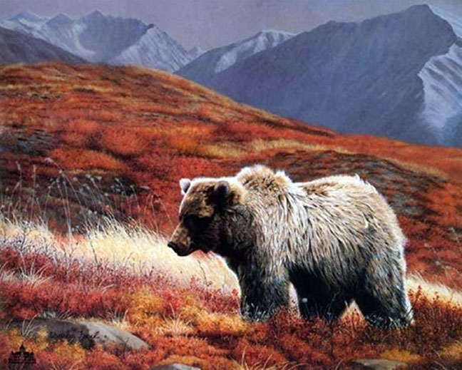 Charles Frace - Alaskan Autumn Grizzly - Limited Edition Lithograph