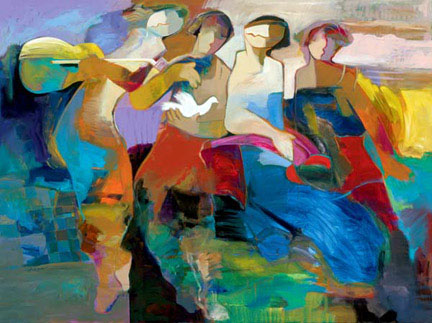 Abrishami Hessam - Free From Time - Limited Edition Serigraph on Canvas