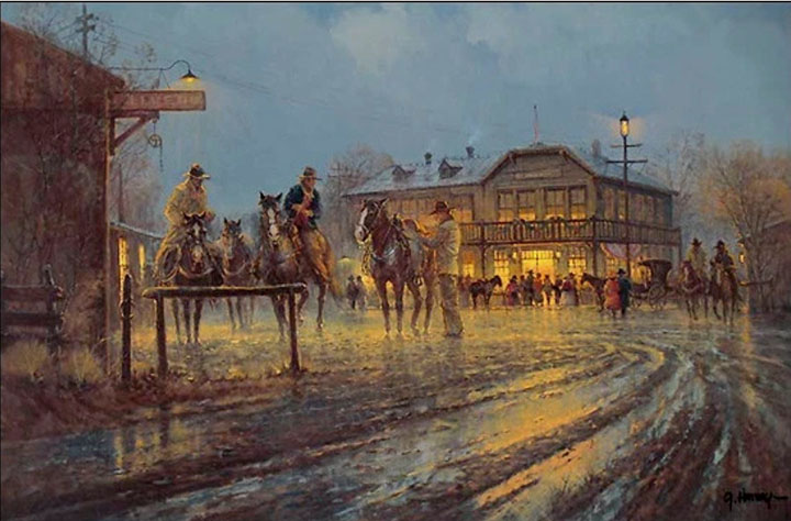 G Harvey - Cowboy Christmas Ball - Limited Edition Lithograph