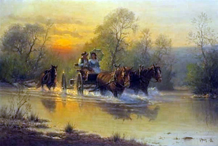 G Harvey - Cowboy Courtin - Limited Edition Lithograph
