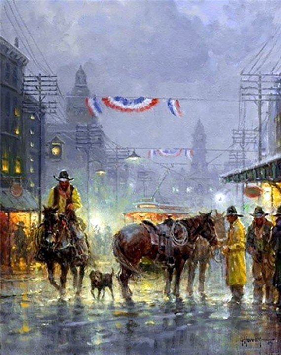 G Harvey - Cowtown Drifter - Limited Edition Giclee on Canvas