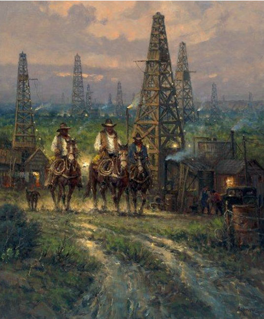 G Harvey - Drifting Through the Oil Patch - Limited Edition Giclee on Canvas