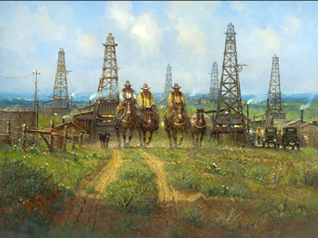 G Harvey - History in the Making aka Oil Texas Cowboys - Limited Edition Giclee on Canvas