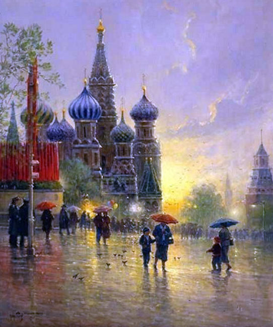 G Harvey - Light Rain on Red Square - Limited Edition Serigraph