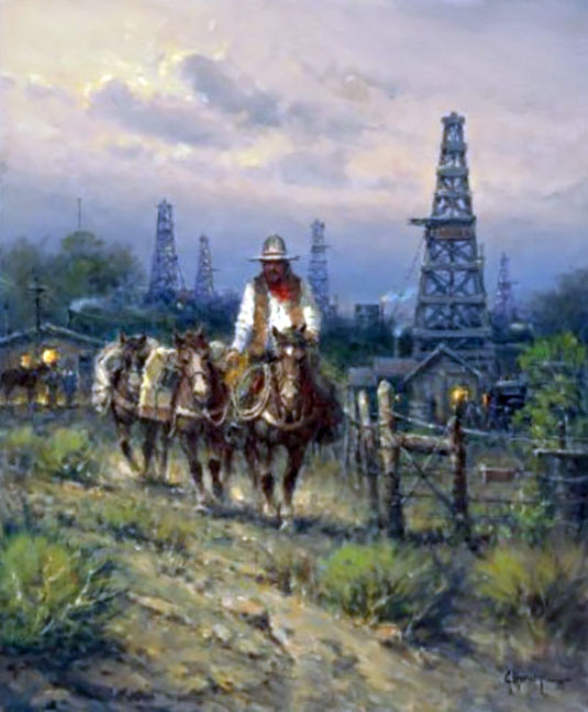 G Harvey - Oil Field Cowhand - Limited Edition Giclee on Canvas