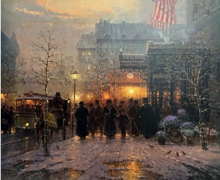 G Harvey - Old Boston - Limited Edition Lithograph on Canvas