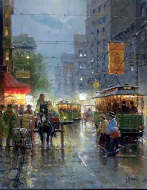 G Harvey - Old Dallas - Main Street - Limited Edition Giclee on Canvas
