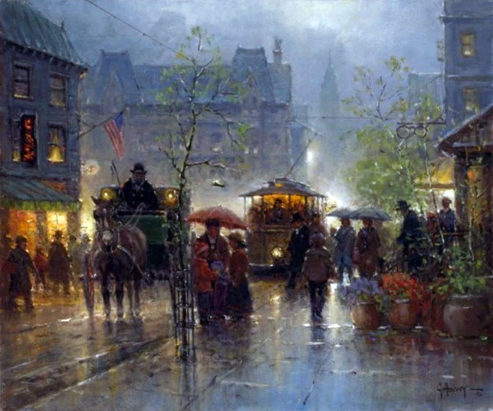 G Harvey - Reflections of Old New York - Limited Edition Giclee on Canvas