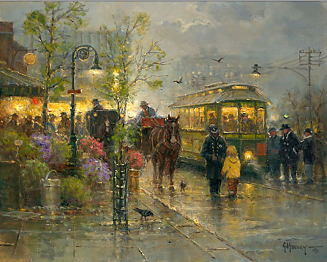 G Harvey - Showers along the Trolly Line - Limited Edition Lithograph